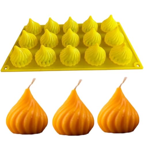 Image of Modak Shape Mould Silicone 15 Cavity Mold for Candle Making Molds Spiral Shape Mithai Moulds Resin Art Crafts Chocolate Cake Dessert