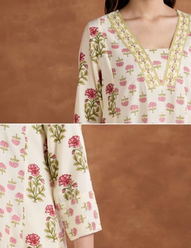 Image of Amazon Brand - Myx Women's Rayon Printed Kurta Set | Regular Fit | with Palazzo & Dupatta (Available in Plus Sizes)