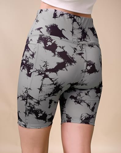 Image of High Waist Sports Activewear Printed Shorts for Women Ideal for Gym and Yoga or Cycling with Side Pocket, Stretchable, Flexible, Slim Fit