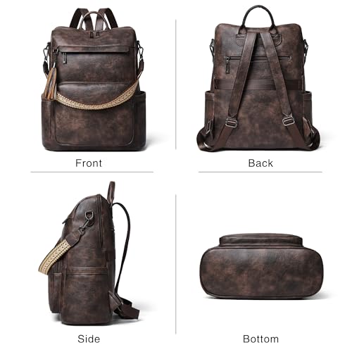 Image of Shrrie Vegan Leather Laptop Backpack for Women 15.6 inch Work Backpack Fashion Travel Backpack Purse for Travel College Work