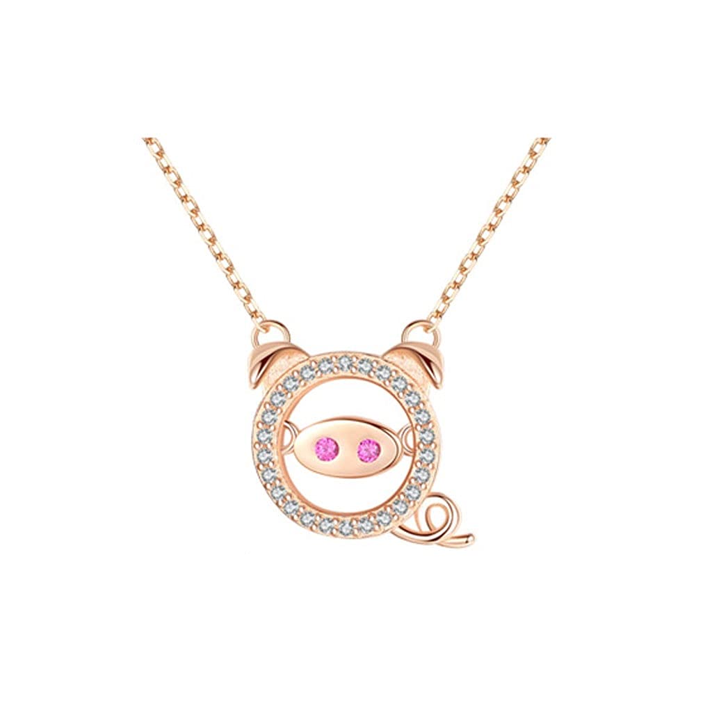 Collane Collane in Argento Sterling, collane di Lusso Leggero per Le Donne, modellistica Creativa porcellino squisita, Lunghezza Totale 16.14in Collana da Donna