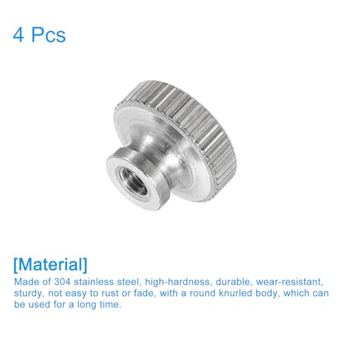 QUARKZMAN Gerändelte Daumenmuttern, 4 Stück M3 x D11mm x H7mm Edelstahl Runde Knöpfe Befestigungselemente Blindloch Hand Schraubenmutter Silber für 3D-Drucker Teile, Maschinenwerkzeuge