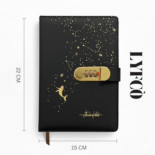 Image of A5 Secret Diary with 3 Digit Combination Lock Premium PU Leather Journal Personal Locked Notebook for Office School Gifts 22x15 cm Starline