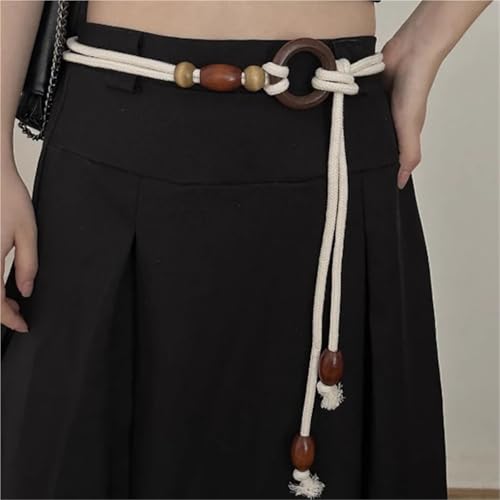 Braided Knotted Waist Belt 5Pcs Women's White Shell Thin Waist Belt - Bohemian Woven Ropes For clothes4