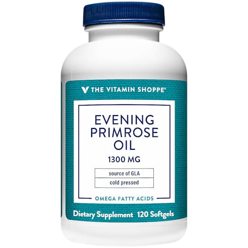The Vitamin Shoppe Evening Primrose Oil 1300mg - GLA Omega-6 | Women's Hormonal Balance | 120 Softgels | Cold-Pressed