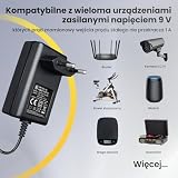 Zasilacz 9 V 1 A 9 W 1,8 m, adapter przełącznika AC DC (wejście 100-240 V, wyjście 9 V 1A), Gniazdo transformatora do montażu na ścianie DC 5,5 x 2,1 mm, znak CE