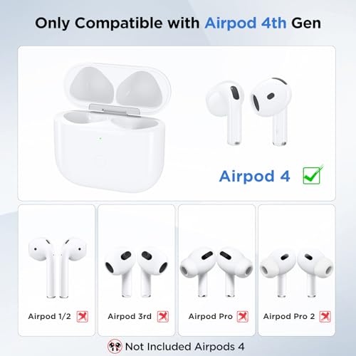 Image of Wireless Charging Case for Airpods 4th Generation with USB-C Port, Replacement Charger Cases Compatible with AirPod 4 Gen, Air Pod 4th Type-C Charger with Pairing Sync Function (Only Case)