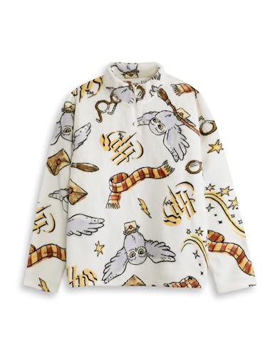 Harry Potter Suéter Blanco de Hedwig para Mujer | Sudadera de Manga Larga con Capucha y Detalles Multicolor | Ideal para Estar en casa y para Uso Casual | Ropa con temática de películas