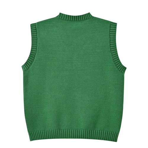 Image of Women's Sweater Vest,Y2K Sleeveless Pattern Preppy Style Knitted Crop Tank Top for Girl