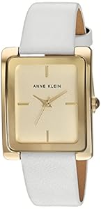 Anne Klein Damen Lederarmbanduhr Weiß/Gold