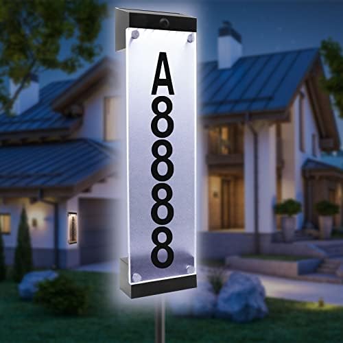 ZWJBSGY Solar Address Sign - Solar House Numbers for Outside,Can Be Wall-Mounted and Plugged Into The Ground Address Sign for Yard Street Door Outdoor Home with Stake(White) (White)