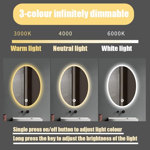Miroir à LED antibuée avec éclairage 3 couleurs et intensité variable - 2