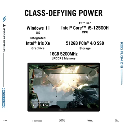 Image of ASUS ROG Flow Z13 (2022), 13.4 inch (34.03 cms) FHD+ 16:10, 120Hz Touch, Intel Core i5 12th Gen, 2-in-1 Gaming Laptop (16GB /512GB SSD /Win 11 /Integrated Graphics /Office 2021 /Black /1.12 kg) GZ301ZA-LD049WS