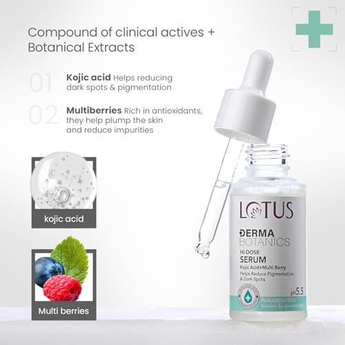 Lotus Herbals Dermabotanics Kojic Acid + Multi Berry Hi-Dose Serum|Reduces Pigmentation & Dark Spots|Calms Redness|Made With Dermatologists|Non-Irritating|Ph 5.5|Suitable For Sensitive Skin|28Ml - Image 3