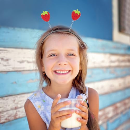 2PCS Strawberry Headband Cute Fruit Headbands Soft Comfortable Strawberry Headpiece for Girls Boys Everyday Wear2