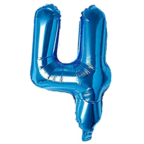 Image of Blue 32 Inches 4 Numbers Shape Large Big Foil Helium Balloons For Party Decorations In Happy Birthday Anniversary Office Items Materials Set Pack, Pack Of 1