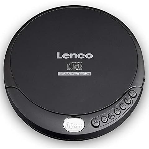 Lenco CD-Player CD-200 Discman mit LCD-Display - Batterie- und Netzfunktion - Hörbuchfunktion - Inklusive Stereo-Kopfhörer, H USB-Ladekabel Schwarz, mit Anti-Schock Cover
