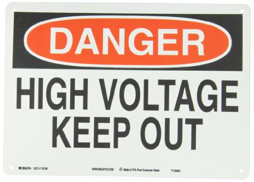 Panneau danger haute tension garder dehors Brady rouge et noir