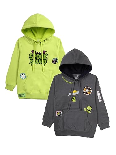 Image of Kiddopanti Unisex Solid Pullover Hooded Fleece Sweatshrit | Cotton Poly Fleece Fabric | Waist Length, Full Sleeve Hoodie | 2 Kangaroo Pockets | Winter Wear for Boys & Girls