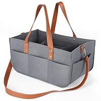 Cozary Filztasche Einkaufskorb Groß 16L mit 3 Einsätzen & Trageriemen – Einkaufskorb, Wickeltasche Organizer, Windeltasche – Robuste Filztasche für Einkauf, Reise & Auto – Grau