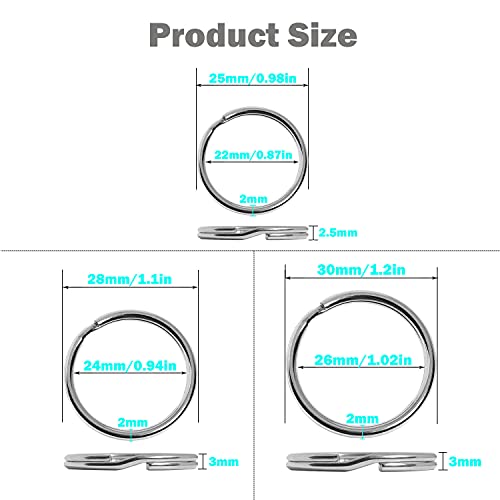Fiyoom 304 Stainless Steel Large Key Rings,Round Key Chains Rings(25/28/30Mm),Used For Car Keys, Household Keys, Dog Tags,Key Rings Bulk 30 Pack #TOP2