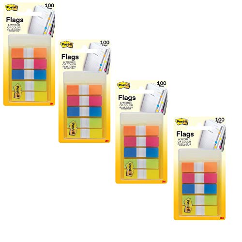 Post-it Flags, Rio de Janeiro Collection, Stays Put Until You Decide to Remove it.47 in. Wide, 100/On-the-Go Dispenser, (683-RIO2), 4 Pack