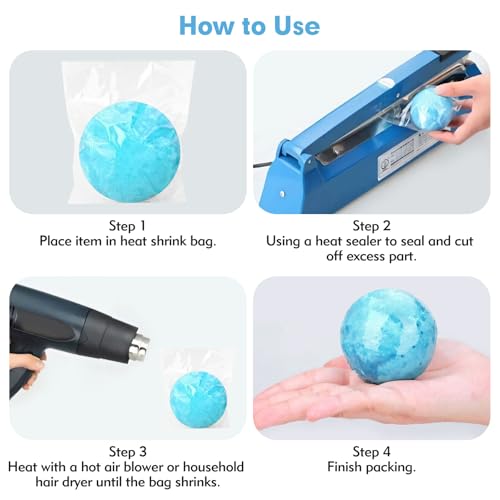 Image of Shrink Wrap Bags, [200 Pcs] 4.5 * 7 Inches Clear PVC Heat Shrink Wrap Bags, Small Shrink Wrap Bags for Packagaing Soap Bath Bombs Candles and Homemade DIY Projects