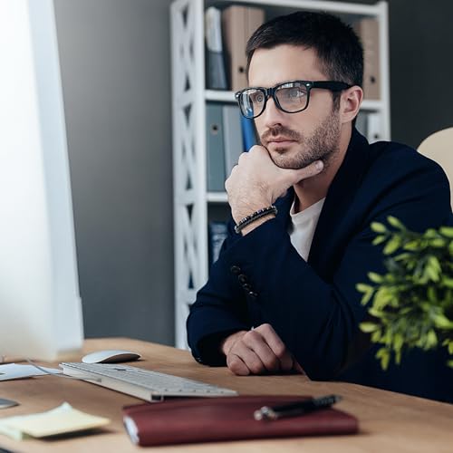 Men’s Leather Bracelet Stack with Textured Stainless Steel Beads, Hematite, Black Onyx, and Genuine Braided Leather | Durable Wristband for Men’s Bohemian Street Style in Black or Brown4