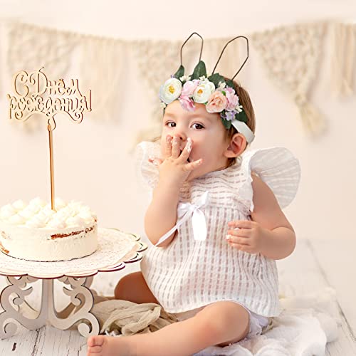Censen Baby Girls Easter Bunny Ears Headband Spring Flower Crown Woodland Floral Hair Band Bunny Head Piece For Toddler Bunny Party Decorations Birthday Hair Accessories #TOP1