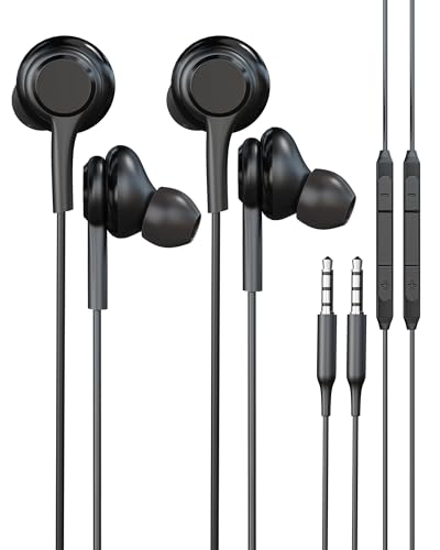 Casque Jack 3.5mm Filaires(Lot de 2) AUX Audio écouteur Compatible avec Samsung Gaming Intra-Auriculaires Câble Musique Oreillettes Appareils Portable Réduction Bruit Stéréo Android Téléphone MP3 PC
