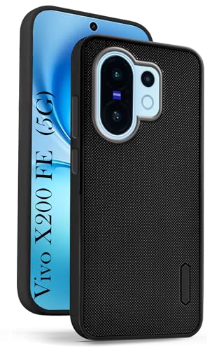 Image of Jkobi Back Cover Case for Vivo X200 FE (Textured Grip Design | Micro-Fiber Cloth Inside | Slim and Light Weight | Soft Touch and Feel | Black)