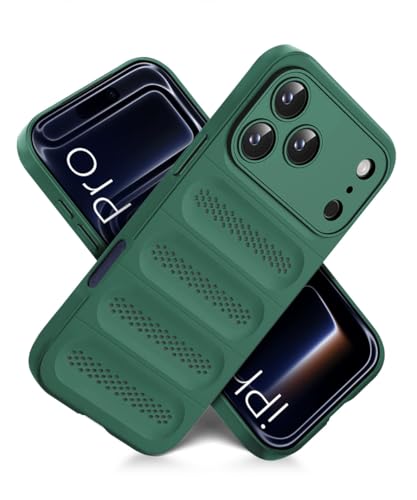 Image of WOW IMAGINE Ultimate Silicone Back Cover Case for iPhone 17 Pro | Heat Dissipation Thin Soft TPU | 360 Camera Protection | Breathable Cooling Holes - Forest Green