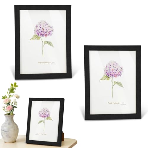 Yonality Cadre photo bois noir, 15x20 cm lot de 3, design minimaliste tendance déco intérieure moderne, pour photos affiches souvenirs fixation murale ou...