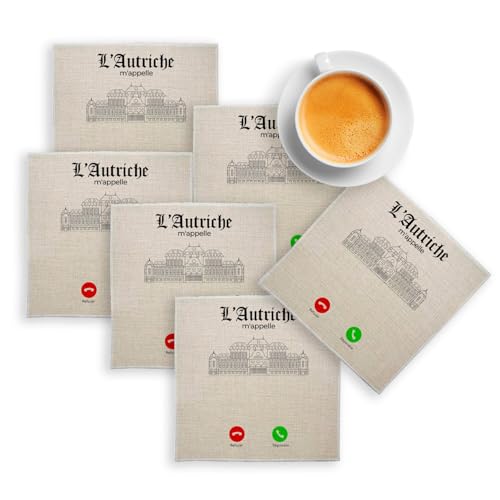 sous Verre en Lin - L'Autriche m'appelle Vienne Voyage - Lot de 6 (100 x 100 mm)