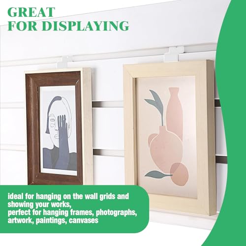 Image of 60Pcs Slatwall Utility Notch Hook Metal Slat Wall Display Hangers Picture Hook Slatwall Accessories for Photo Frame Painting Artworks Panel Pegboard Slat Grid Shelf Hanging Display (White)