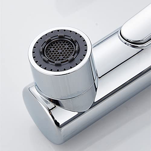 Grifo de lavabo extraíble blanco QYYZTQY monomando giratorio 360 grados para agua fría y caliente 6