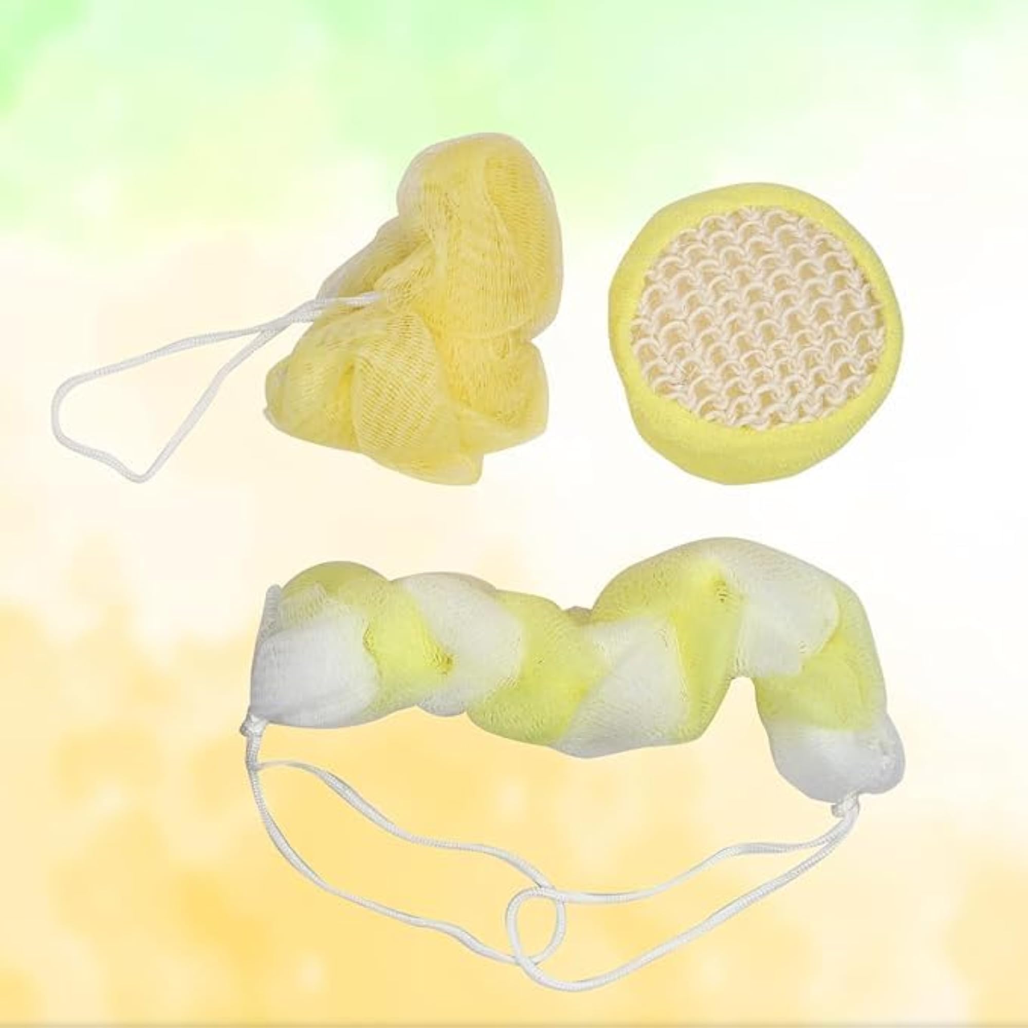 Combo of 3 Multicolor Loofah Soft Mesh with Back Scrubber