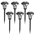 GIGALUMI Solar Lights Outdoor 6 Pack, Solar Landscape Lights Warm White, Black Super Bright High Lumen Waterproof Metal Automatic Solar Lights for Yard, Pathway, Garden, Walkway