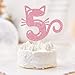 FmiyunEea Cat Cake Topper, Pink Glitter Pet Cat Theme 5th/five Birthday Cake Decor (5)