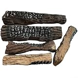 Fauhapyway Faux bois de cheminée artificiel décoratif pour cheminée au gaz bioéthanol, ensemble...