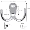 6 PCS Dual Coat Door Hooks, Double Prong Wall Mounted Hooks with 16 PCS Screws for Hanging Hat Tie Clothes Towel Metal Retro Cloth, Chrome Hanger for Bedroom Bathroom Kitchen,Silver