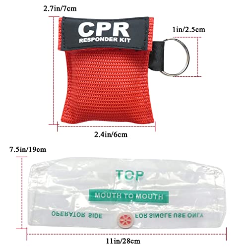 Image of 28pcs CPR Face Shield Mask with Disposable Gloves, CPR Keychain Masks Disposable Emergency Kit for First Aid or CPR Training