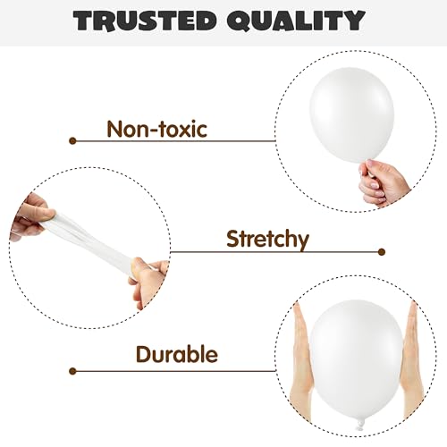 JOYIN 150 Pcs White Balloons, Different Sizes 18 12 10 5 Inch White Latex Balloon Arch Kit with Instruction for Birthday Decoration Party Graduation Wedding Holiday - Image 6