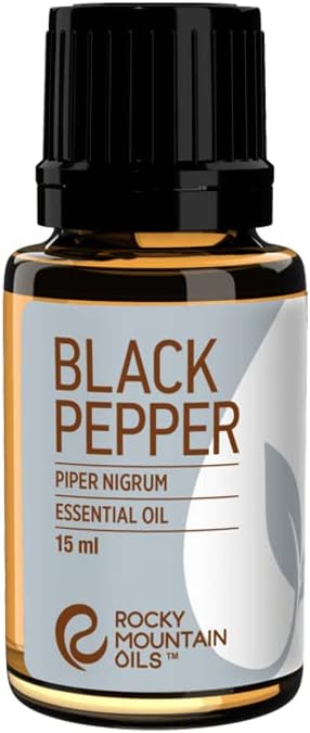 Rocky Mountain Oils Black Pepper Essential Oil 15ml - 100% Pure Therapeutic Grade | Natural Aromatherapy Diffuser Oil, 15ml Steam Distilled