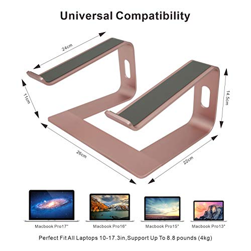 Laptop Stand, Ergonomic Aluminum Laptop Mount Computer Stand, Detachable Laptop Riser,Notebook Holder Stand Compatible with MacBook Pro/Air HP Lenovo Samsung Huawei ,All 10-17.3" Laptops(Rose Gold) - Image 4