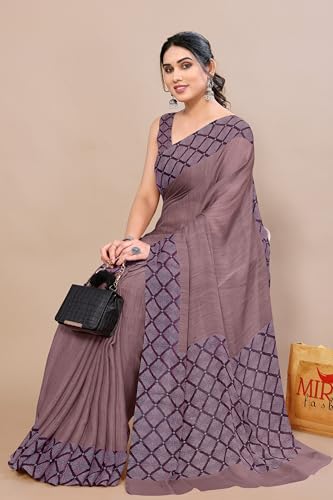Image of MIRCHI FASHION Women Saree Ethnic Motif Print Chiffon | Breathable Lightweight Plain Weave Sari for Office and Daily Use (Available in 20 Designs)