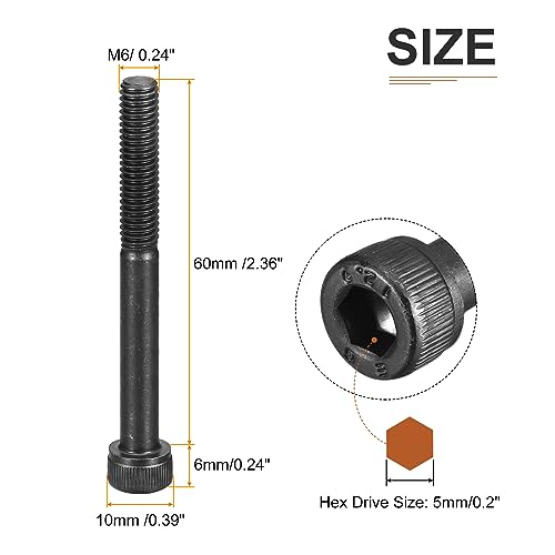 DTGN M6x60mm Socket Head Cap Screws Bolts, 20Pcs 12.9 Grade Alloy Steel, Metric Machine Hex Socket Screw, Hex Drive - Image 2