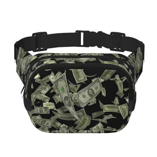 Sac banane double couche avec imprimé dollar pour homme et femme, noir, One Size