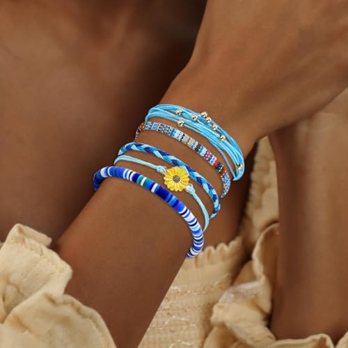 Image of Beach Summer Ankle Bracelet for Women Handmade Braided Adjustable String Anklets Waterproof Surfer Bracelet