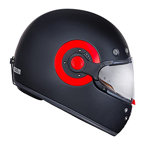 Image of Royal Enfield Old Boy Full Face Helmet with Clear Visor Matt Black, Size: L(59-60cm)
